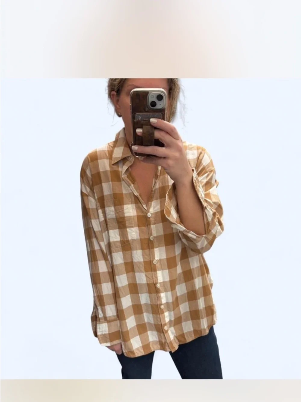 Anthropologie Yellow Plaid Button-Down Shirt - Women - Picture 2 of 5